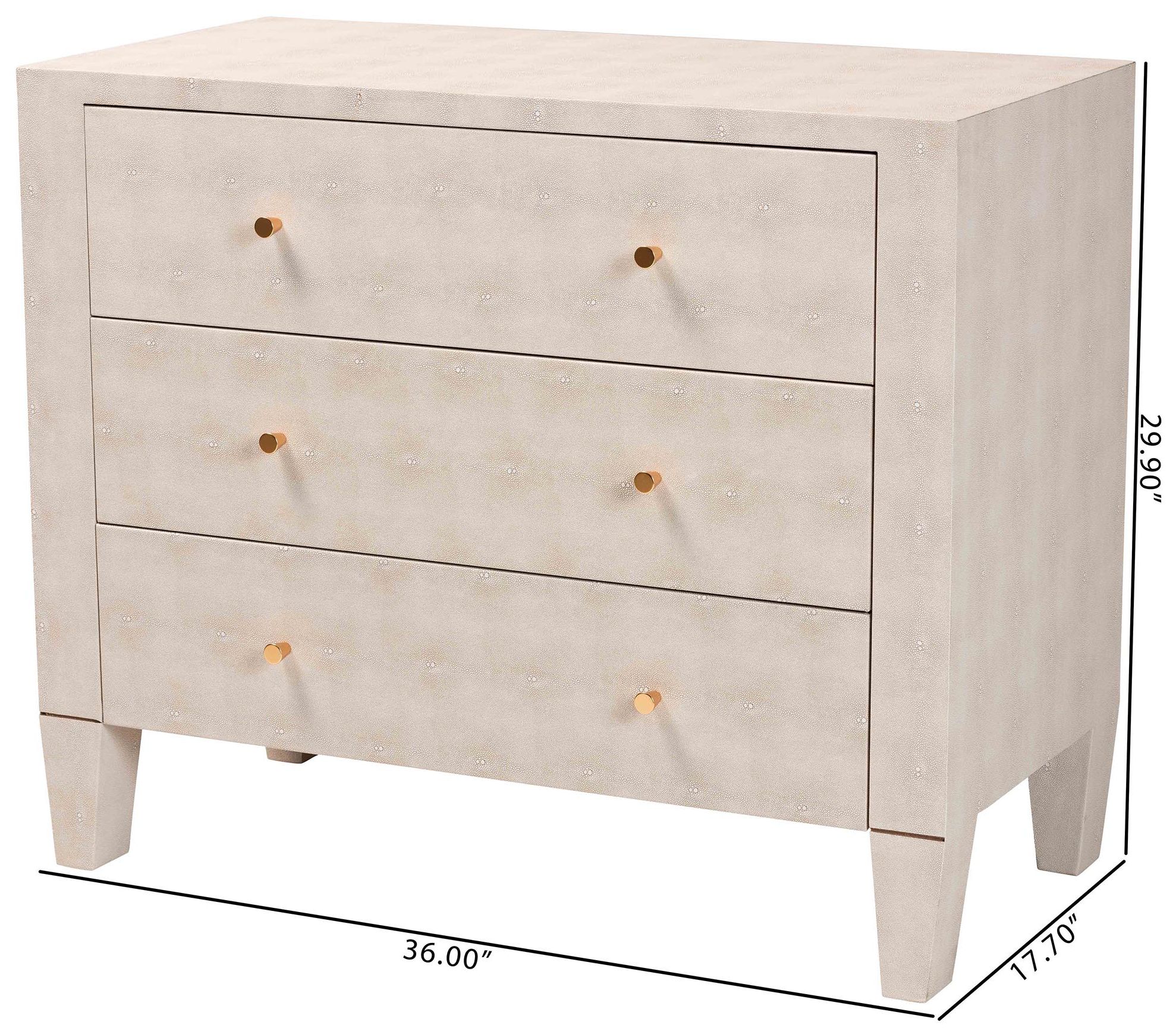 Baxton Studio Leyna Modern Beige Faux Shagreen 3 Drawer Storage Cabinet