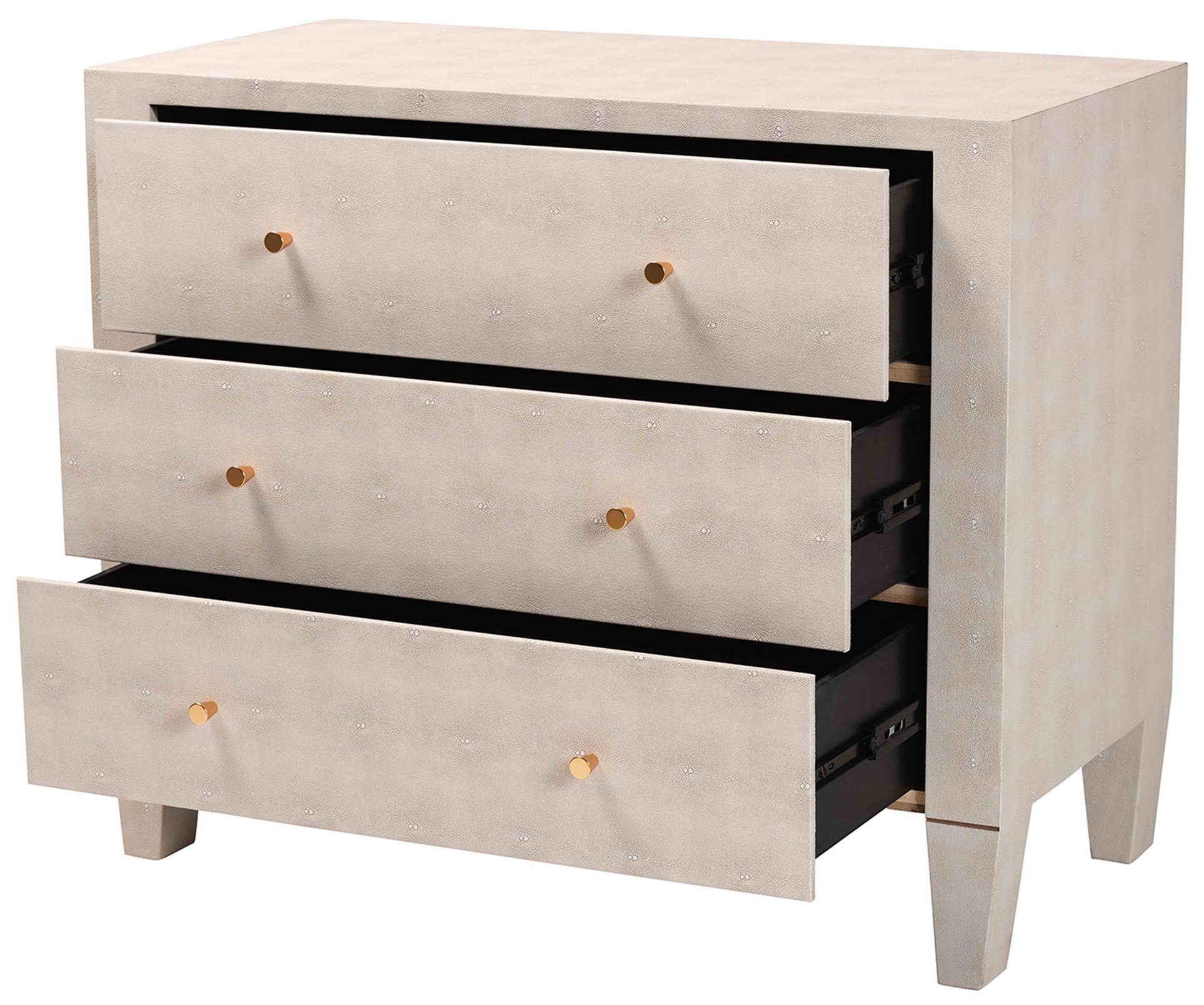 Image 4 Baxton Studio Leyna Modern Beige Faux Shagreen 3 Drawer Storage Cabinet more views