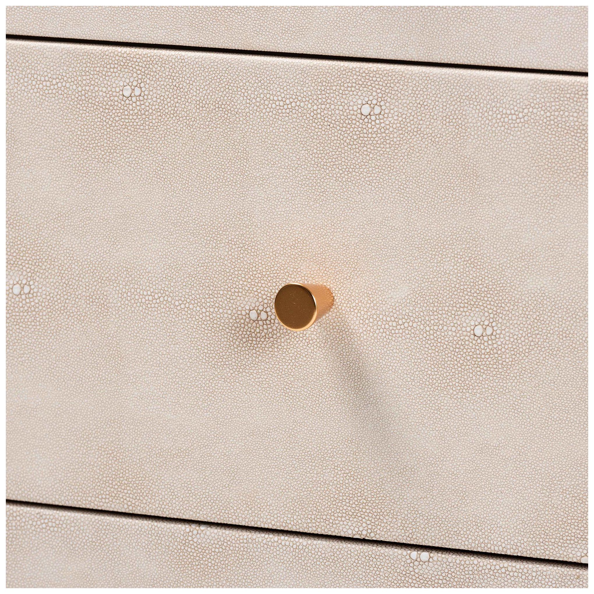 Baxton Studio Leyna Modern Beige Faux Shagreen 3 Drawer Storage Cabinet