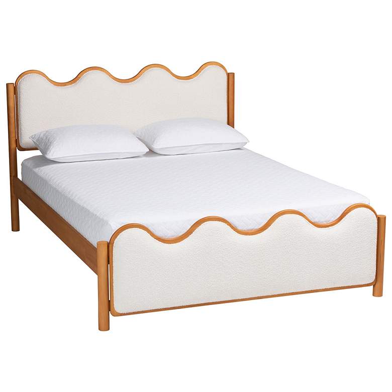 Image 2 Baxton Studio Lilia Modern Scalloped Cream Boucle Queen Platform Bed