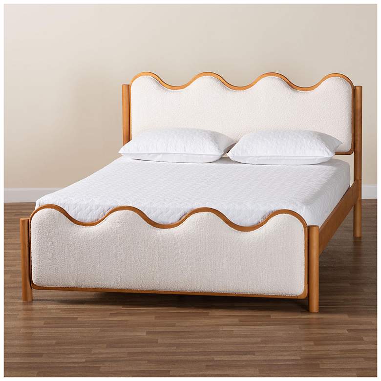 Image 1 Baxton Studio Lilia Modern Scalloped Cream Boucle Queen Platform Bed