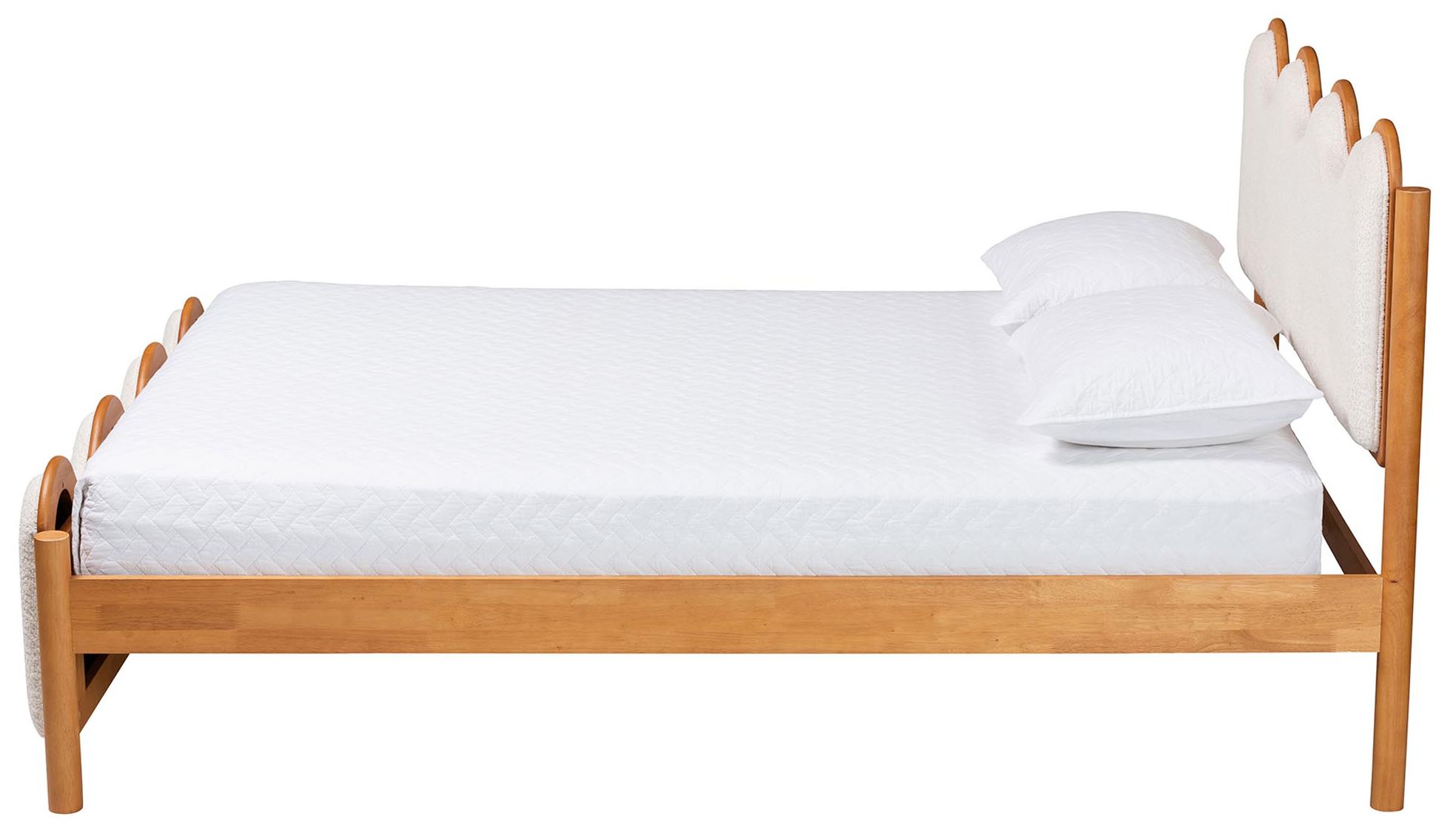 Image 4 Baxton Studio Lilia Modern Scalloped Cream Boucle Queen Platform Bed more views