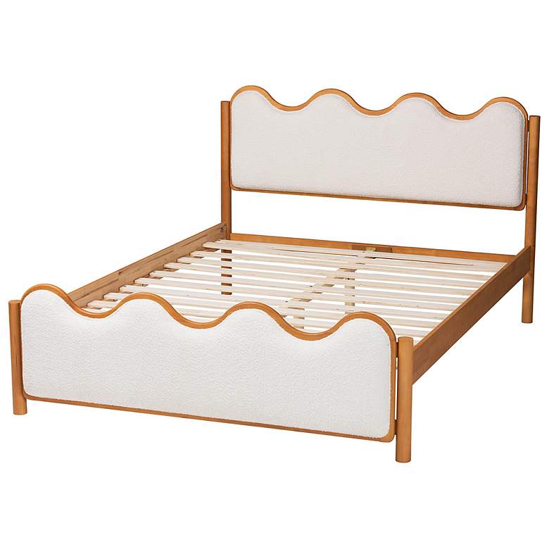 Image 5 Baxton Studio Lilia Modern Scalloped Cream Boucle Queen Platform Bed more views