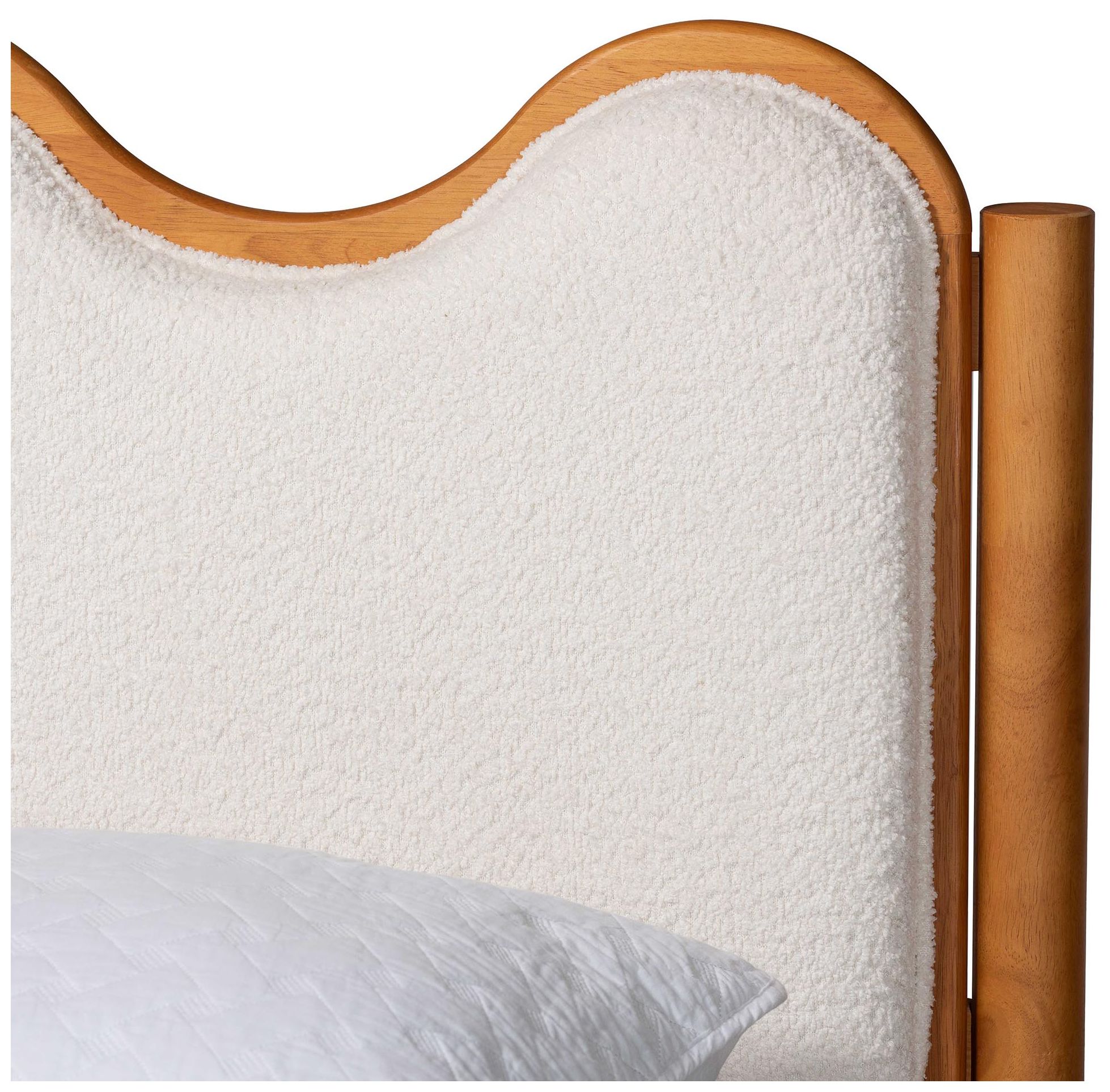 Image 6 Baxton Studio Lilia Modern Scalloped Cream Boucle Queen Platform Bed more views