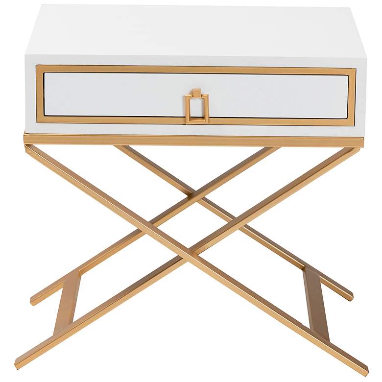 Image 7 Baxton Studio Lilibet 19 3/4 inch Wide White 1-Drawer End Table more views