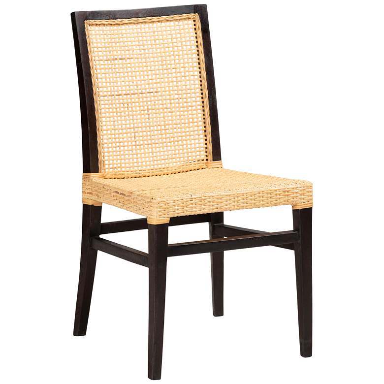 Image 2 Baxton Studio Lingga Brown Wood Natural Rattan Dining Chair