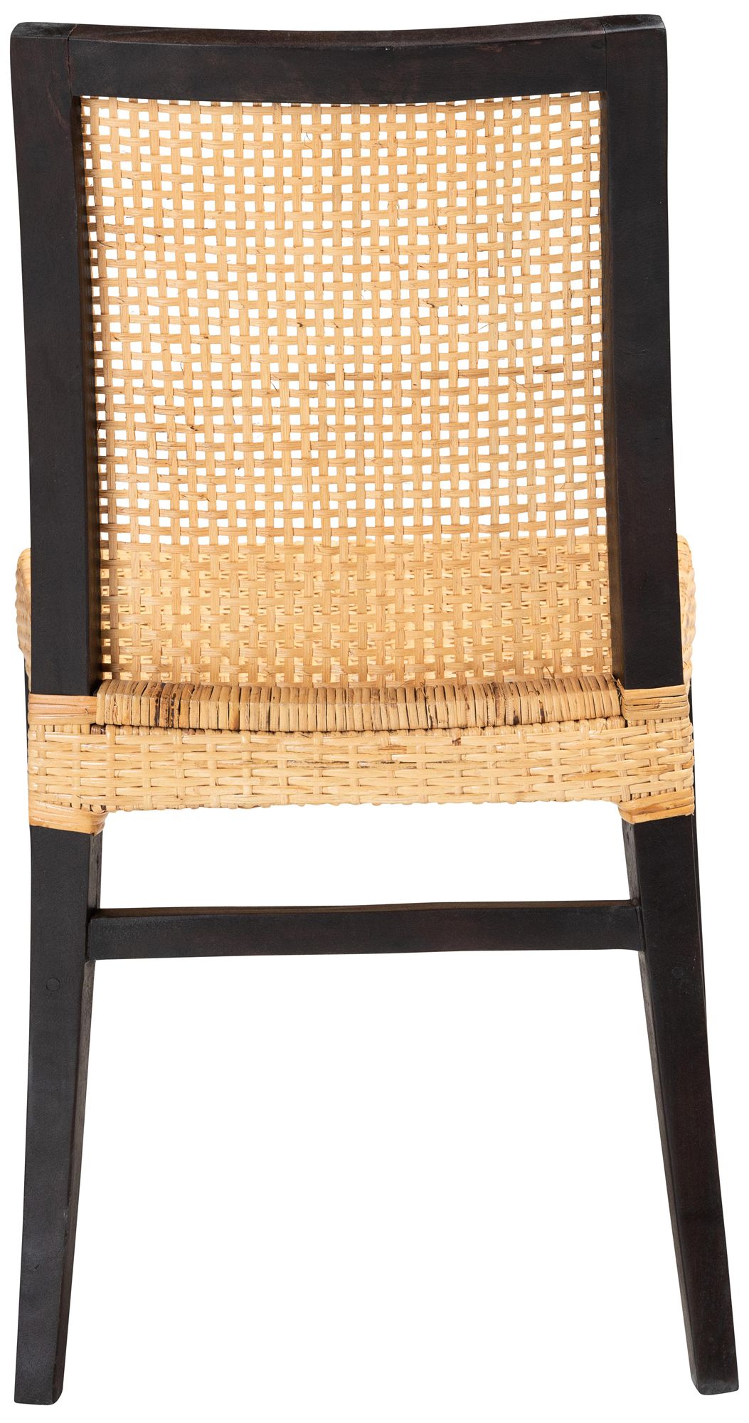 Baxton Studio Lingga Brown Wood Natural Rattan Dining Chair