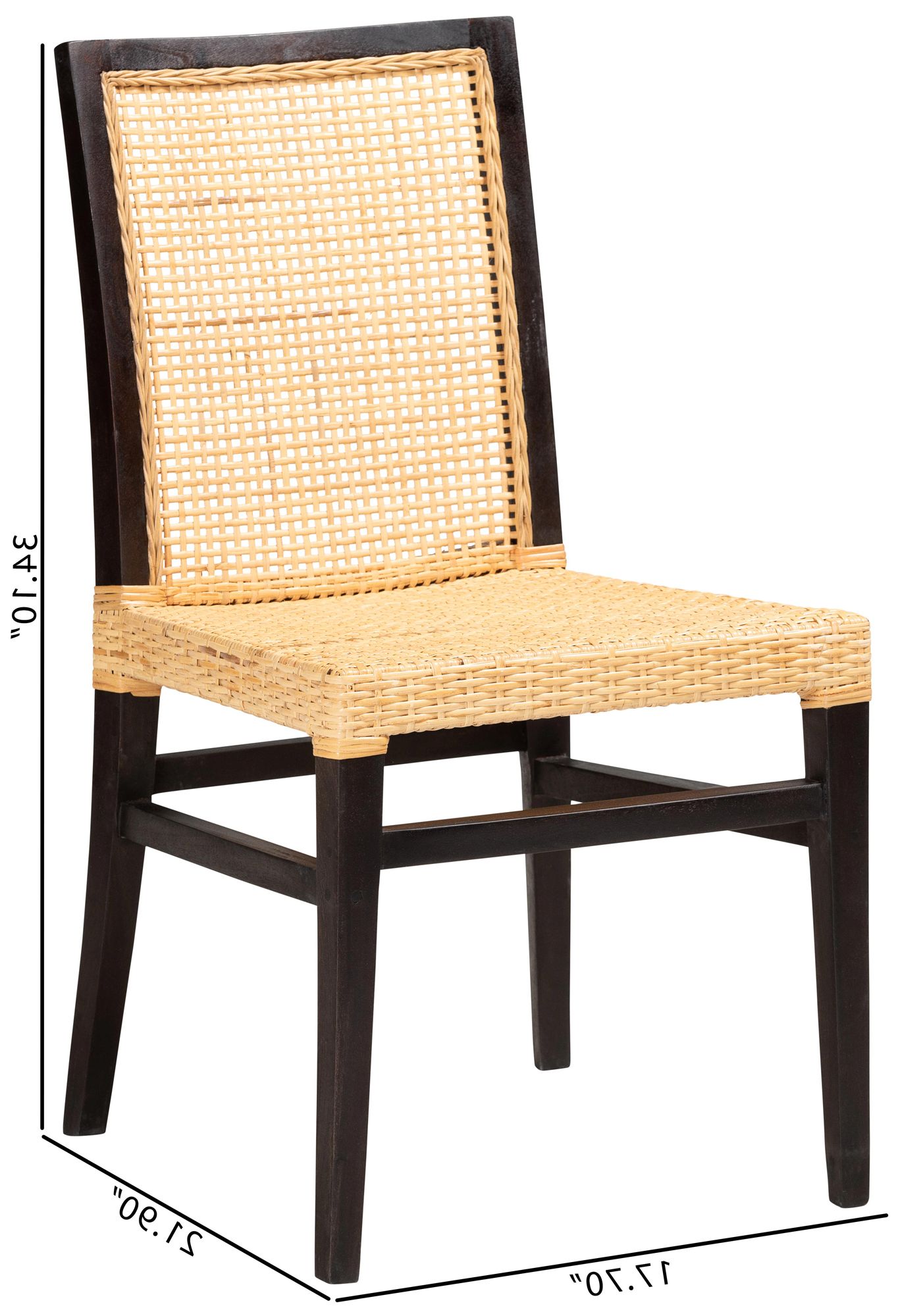 Baxton Studio Lingga Brown Wood Natural Rattan Dining Chair