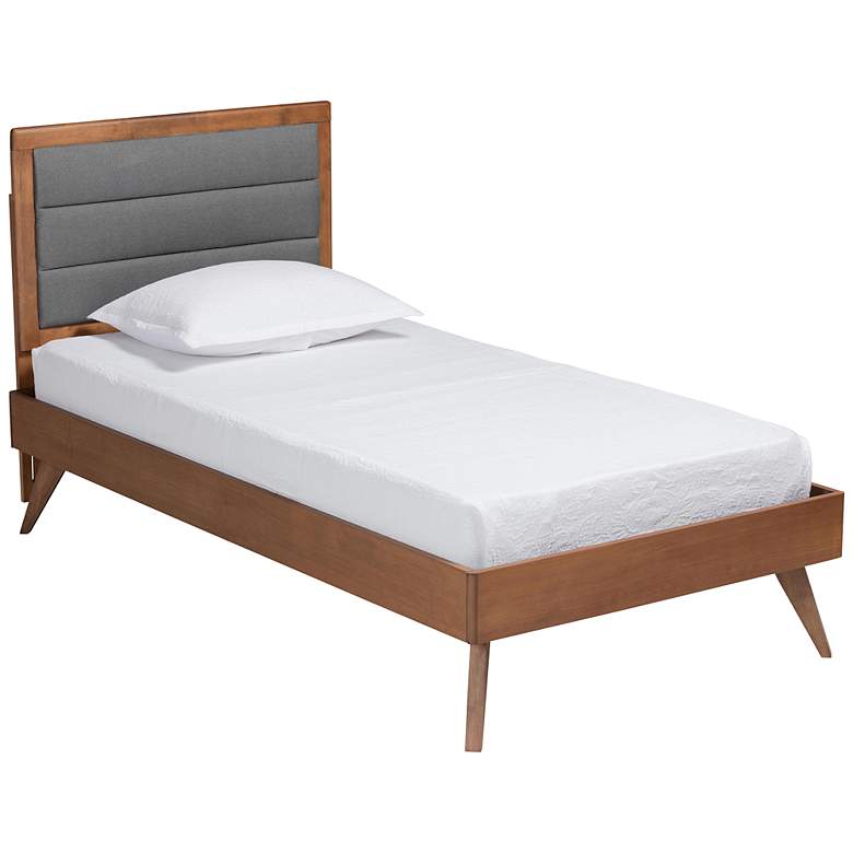 Image 2 Baxton Studio Linn Dark Gray Fabric Twin Size Platform Bed