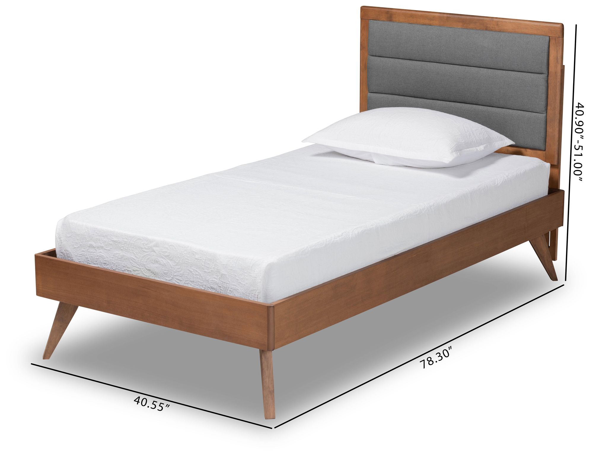 Baxton Studio Linn Dark Gray Fabric Twin Size Platform Bed in scene