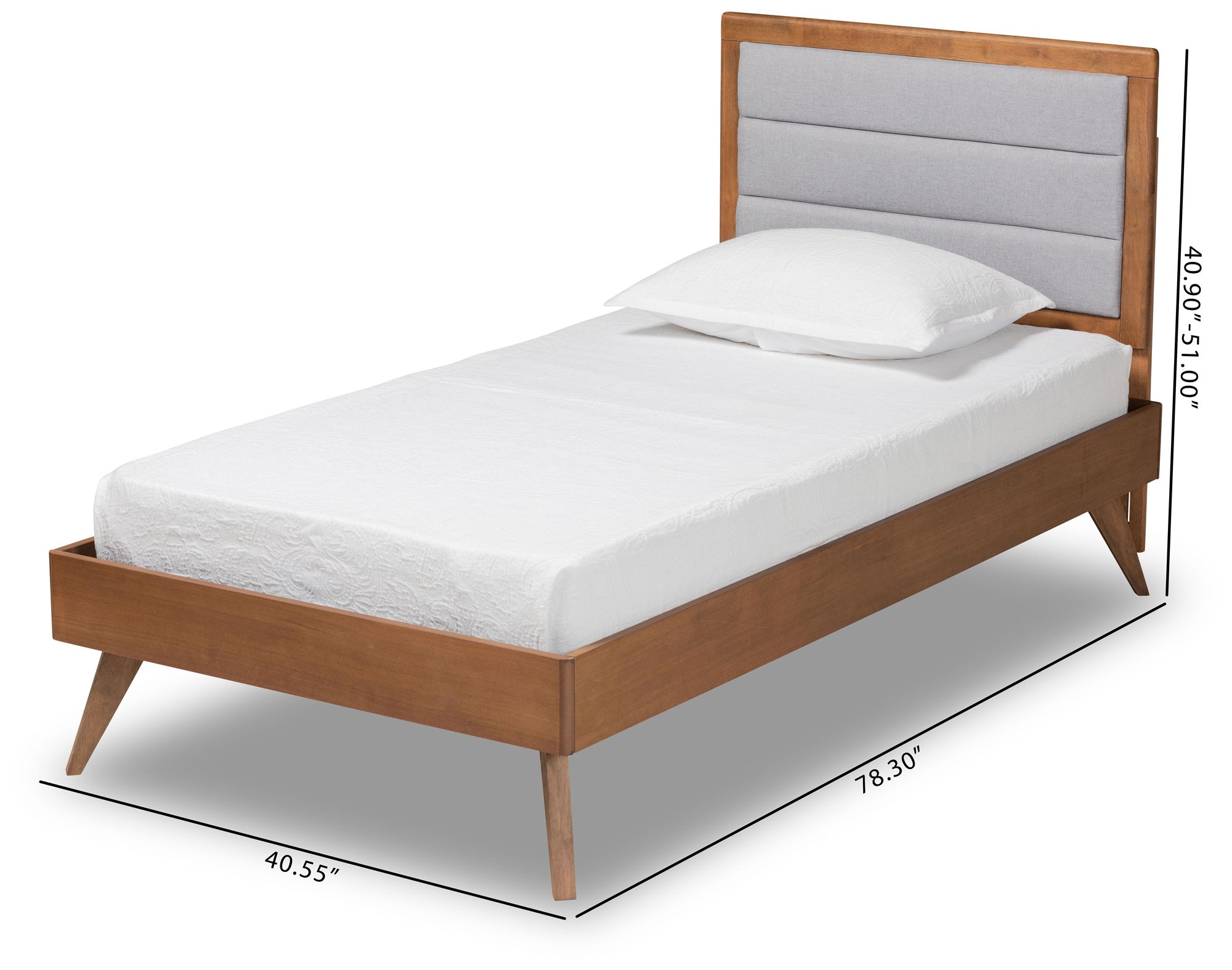 Baxton Studio Linn Light Gray Fabric Twin Size Platform Bed in scene