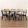 Baxton Studio Linnet Mid Century Wood and Rattan 7-Piece Dining Set