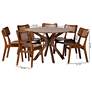 Baxton Studio Linnet Mid Century Wood and Rattan 7-Piece Dining Set