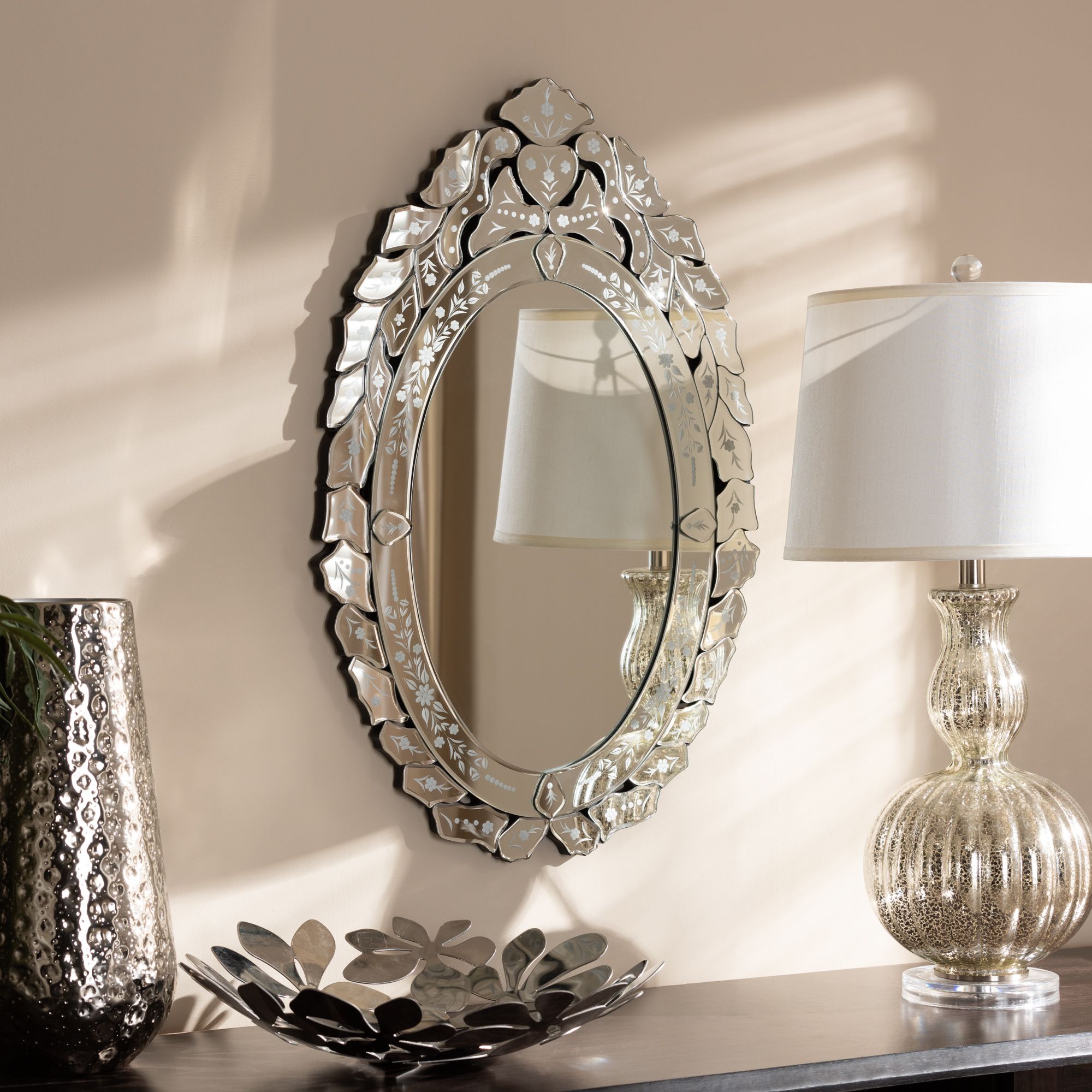 Thumbnail1 of Baxton Studio Livia Silver Finished Venetian Accent Wall Mirror