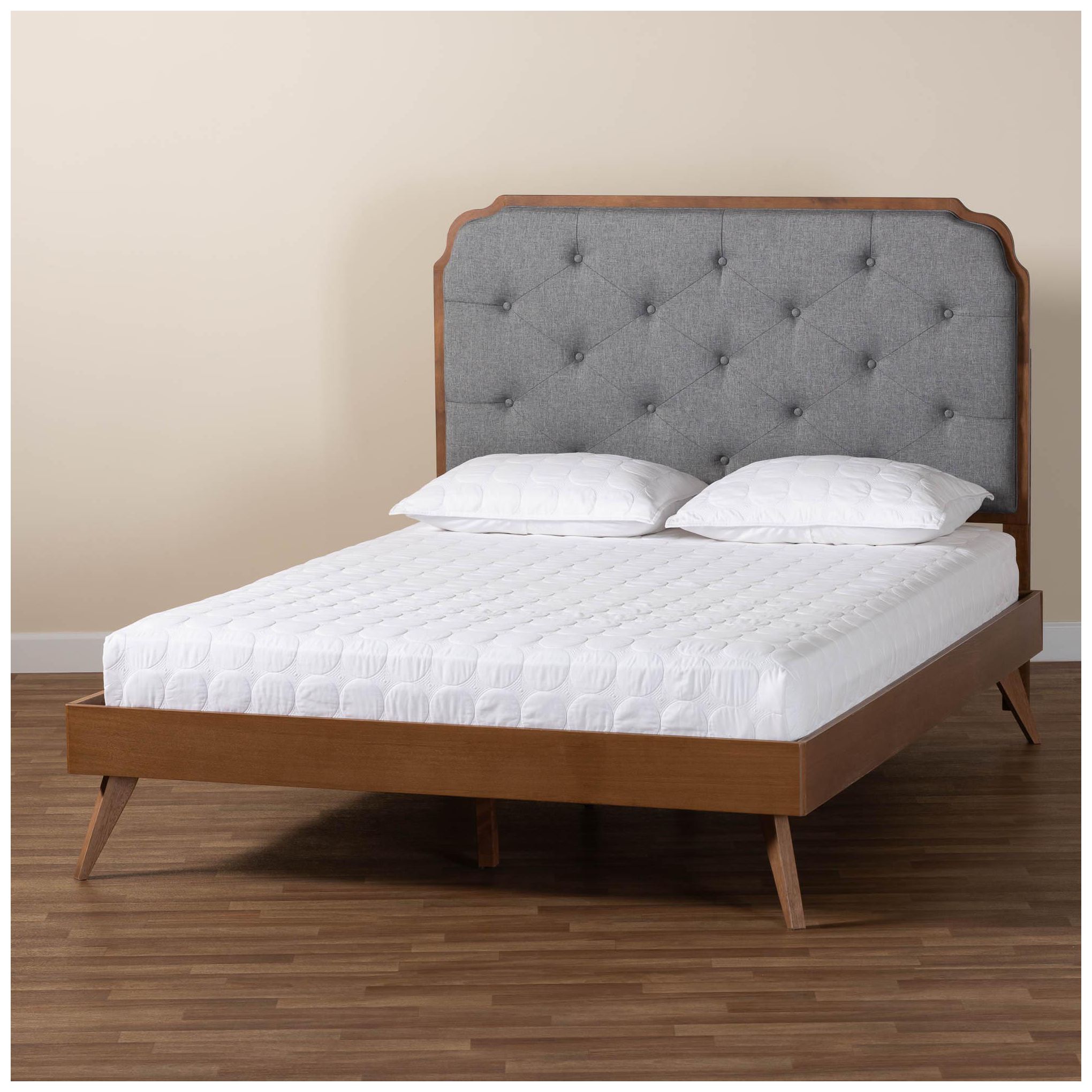 Baxton Studio Lorana Mid-Century Modern Wood King Size Platform Bed