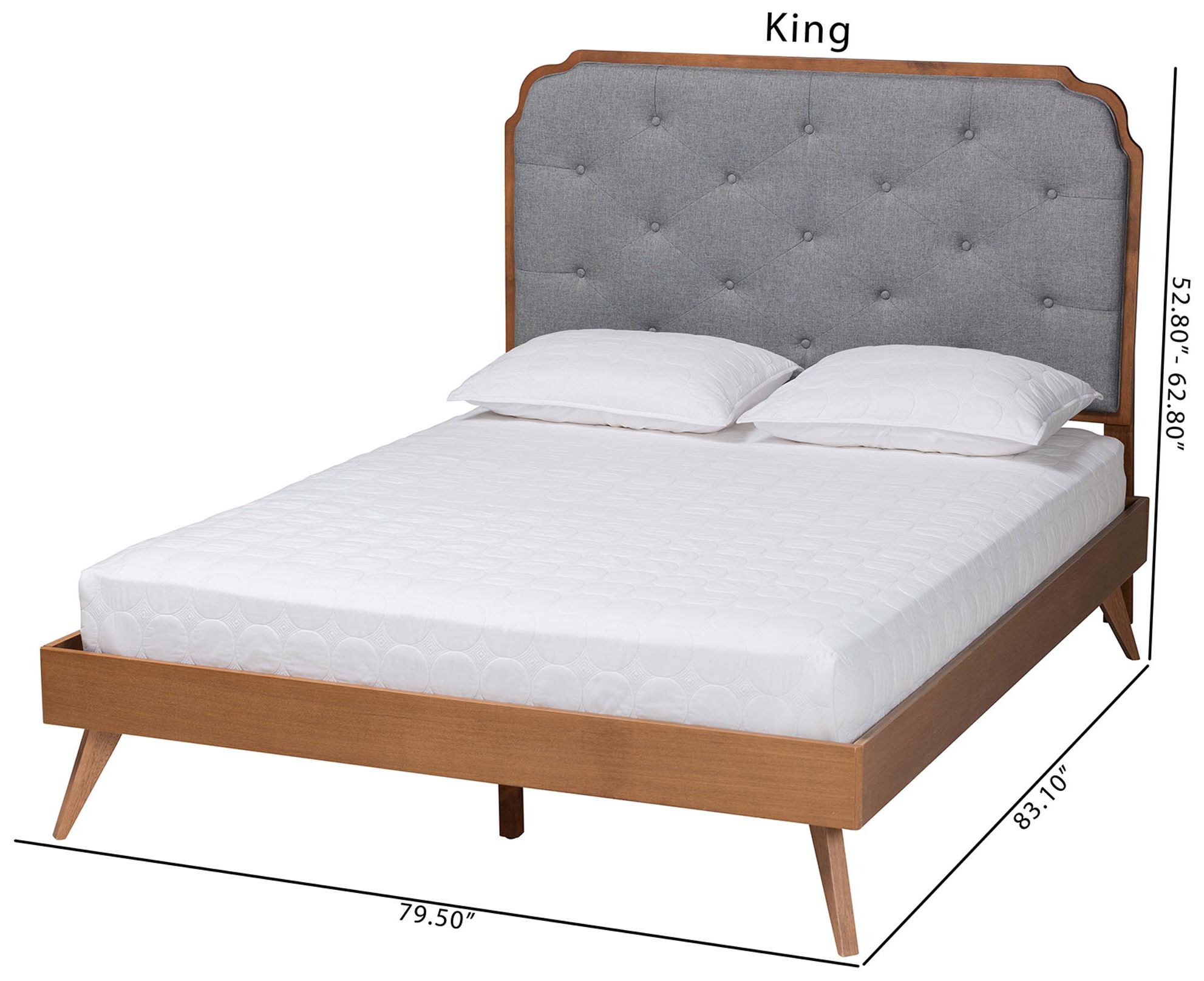 Baxton Studio Lorana Mid-Century Modern Wood King Size Platform Bed