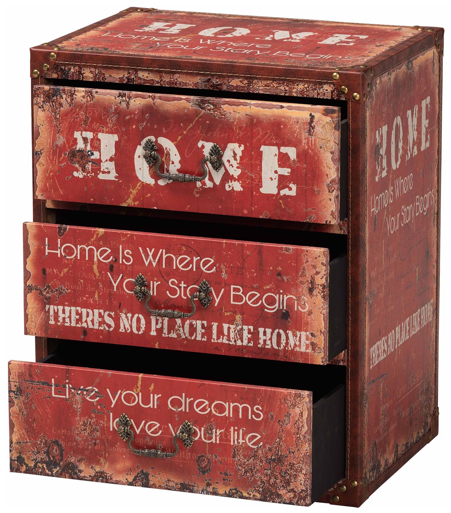 Image 3 Baxton Studio Lorand Vintage Faux Leather and Wood 3 Drawer Storage Trunk more views