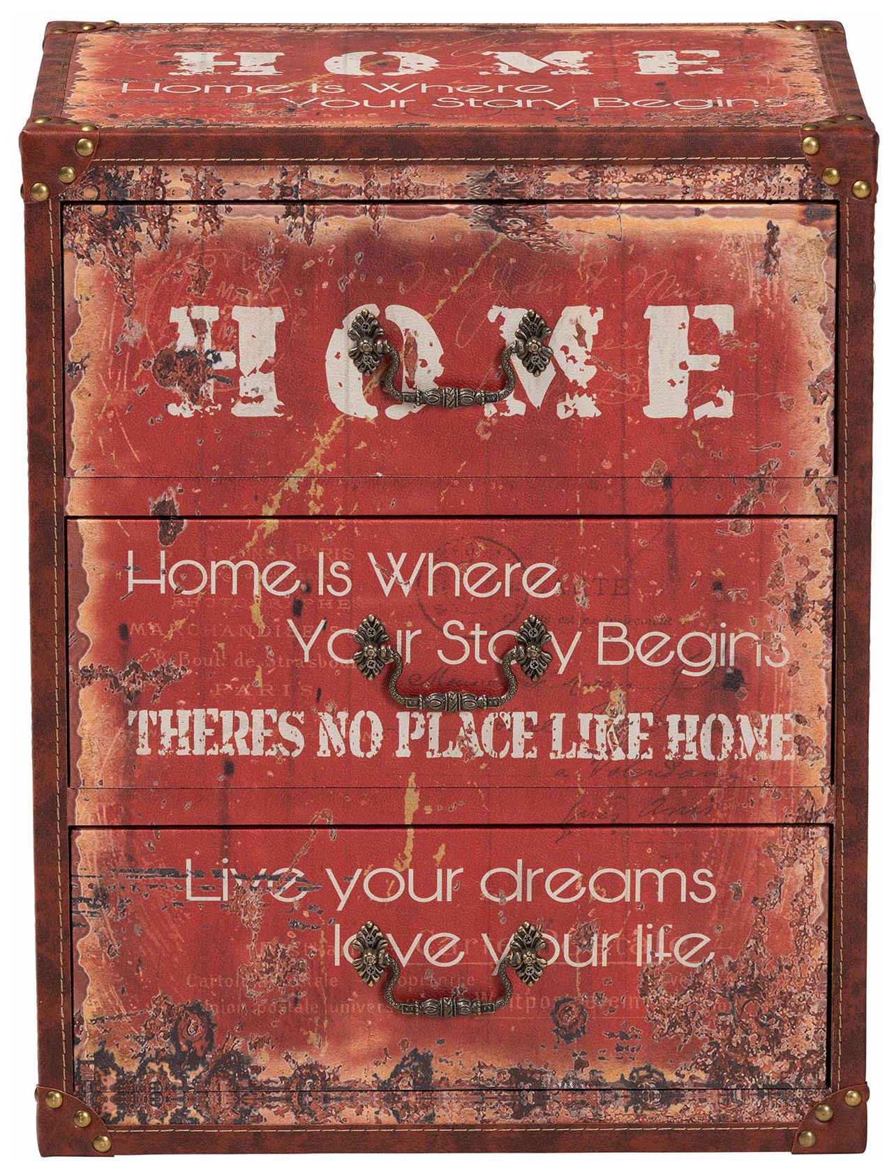 Image 4 Baxton Studio Lorand Vintage Faux Leather and Wood 3 Drawer Storage Trunk more views