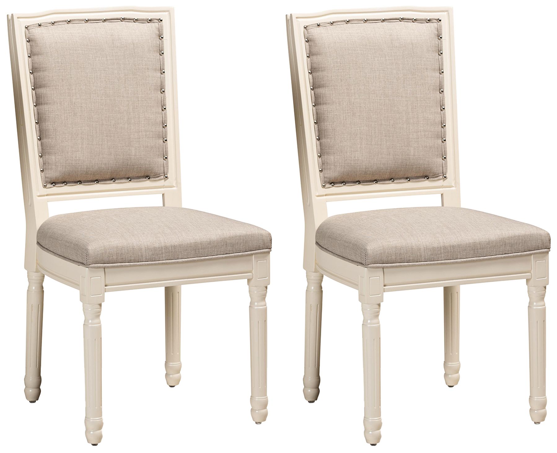 Image 2 Baxton Studio Louane Grey Fabric Upholstered 2-Piece Dining Chair Set