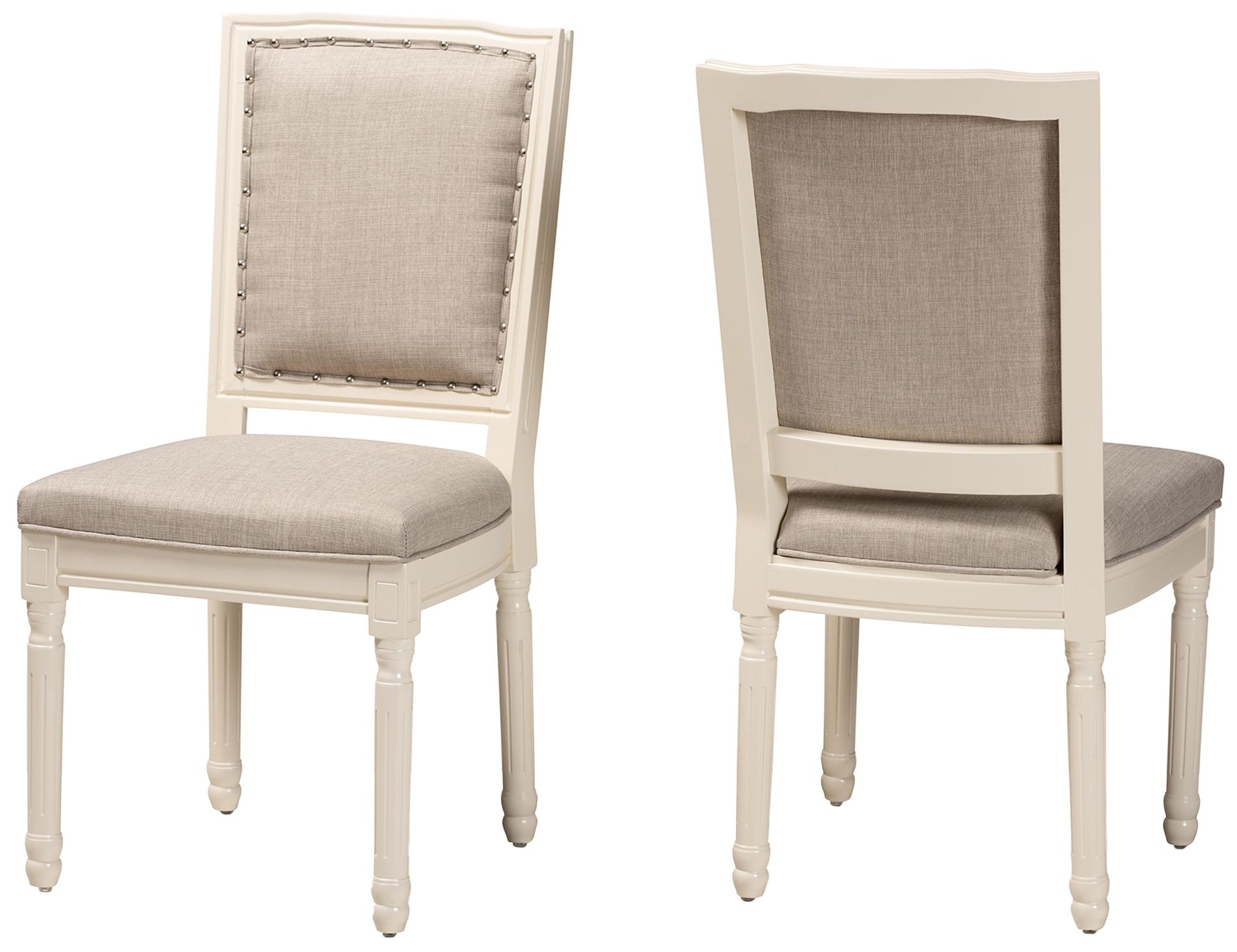 Image 4 Baxton Studio Louane Grey Fabric Upholstered 2-Piece Dining Chair Set more views