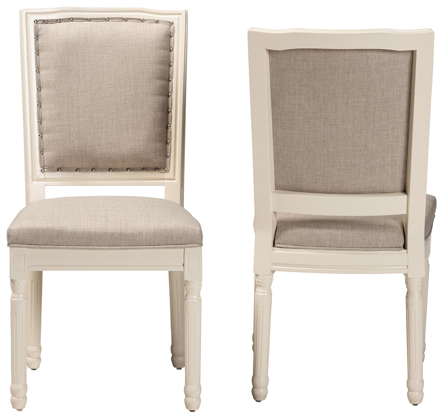 Image 5 Baxton Studio Louane Grey Fabric Upholstered 2-Piece Dining Chair Set more views