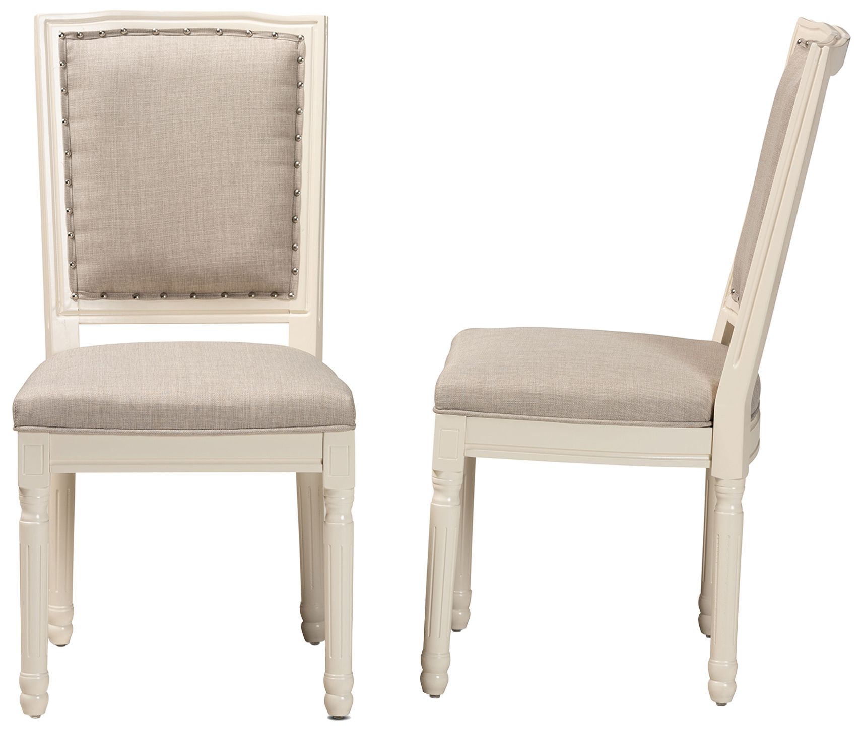 Image 7 Baxton Studio Louane Grey Fabric Upholstered 2-Piece Dining Chair Set more views