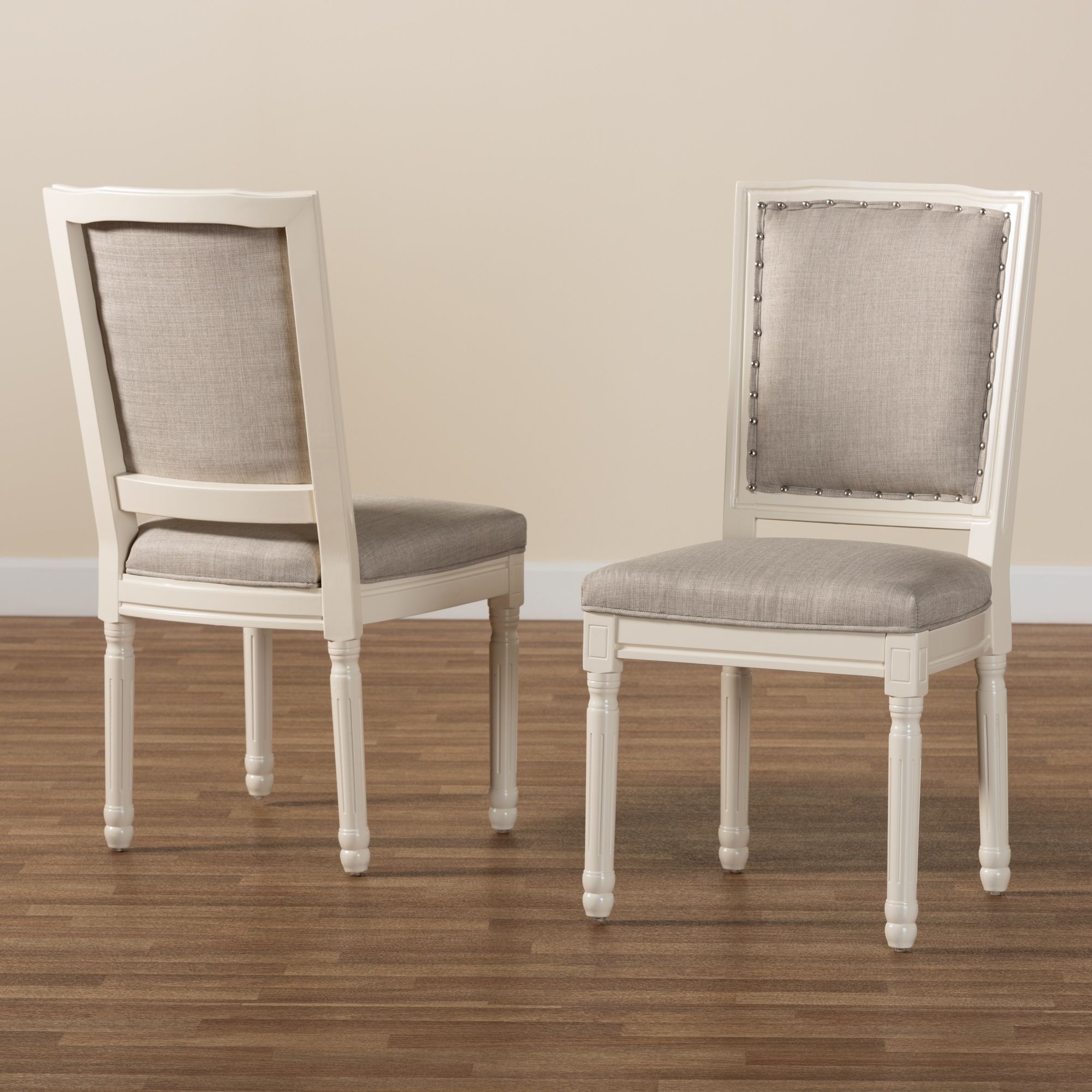 Baxton Studio Louane Grey Fabric Upholstered 2-Piece Dining Chair Set