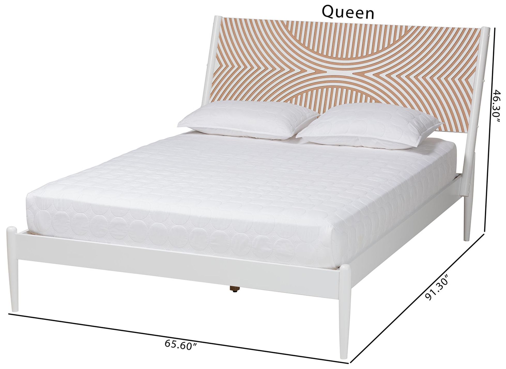 Baxton Studio Louetta Coastal White Queen Size Platform Bed Headboard