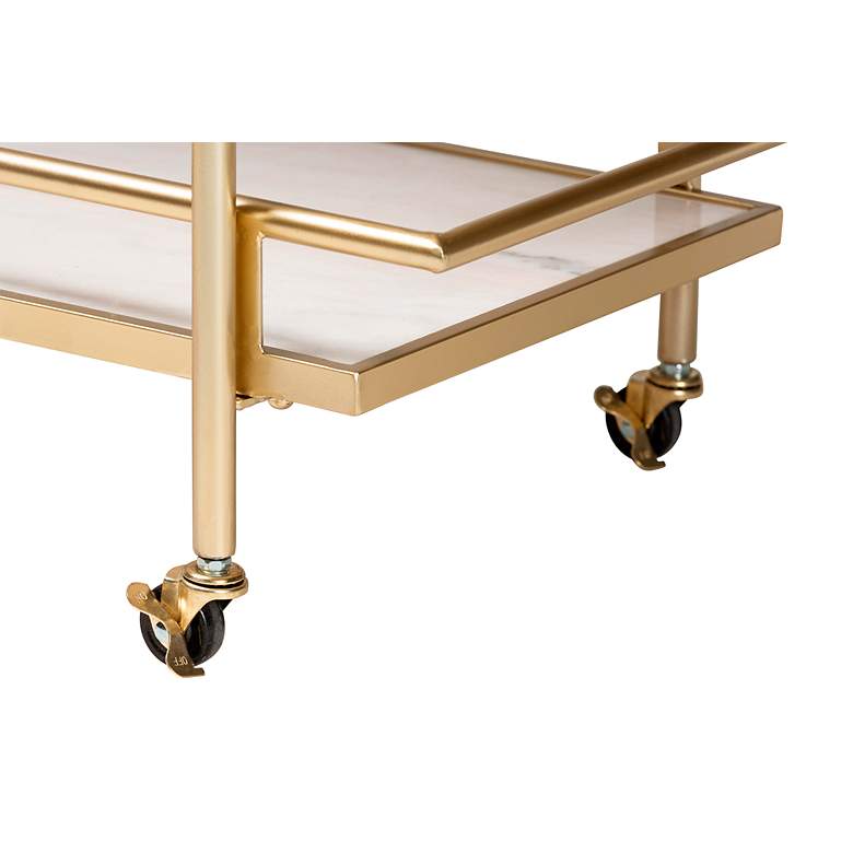 Image 4 Baxton Studio Louise 27 1/2"W Gold Metal 2-Tier Wine Cart more views