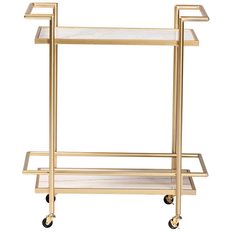 Image 5 Baxton Studio Louise 27 1/2"W Gold Metal 2-Tier Wine Cart more views
