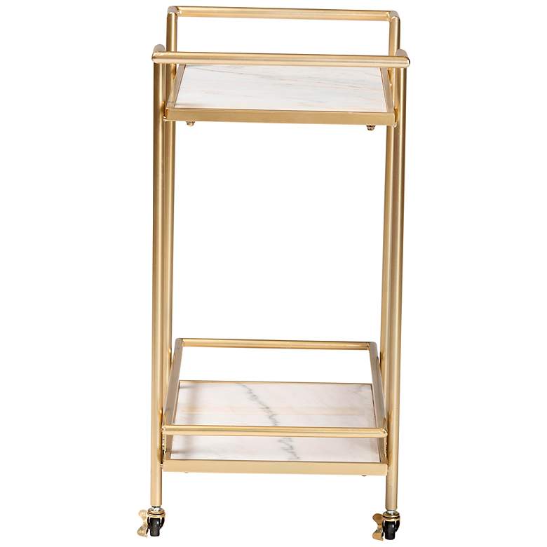 Image 6 Baxton Studio Louise 27 1/2"W Gold Metal 2-Tier Wine Cart more views