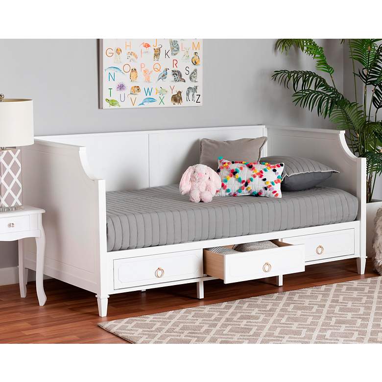Image 1 Baxton Studio Lowri White Wood Full Size 3-Drawer Daybed