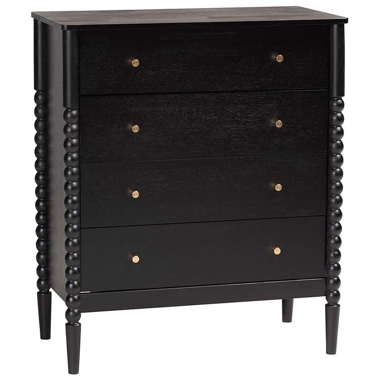 Image 2 Baxton Studio Lucera 32 3/4"W Black 4-Drawer Accent Chest