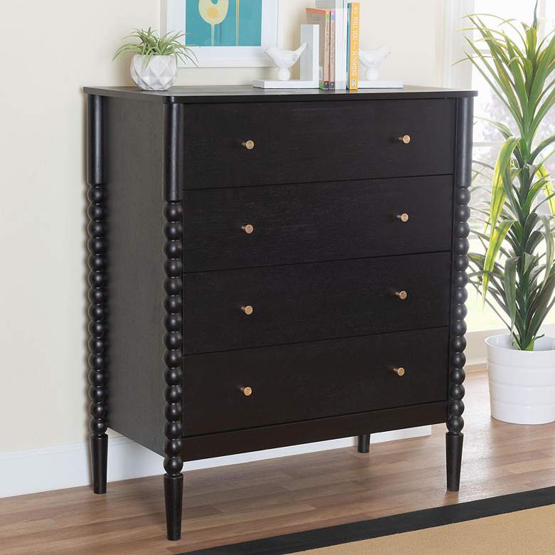 Image 3 Baxton Studio Lucera 32 3/4"W Black 4-Drawer Accent Chest more views