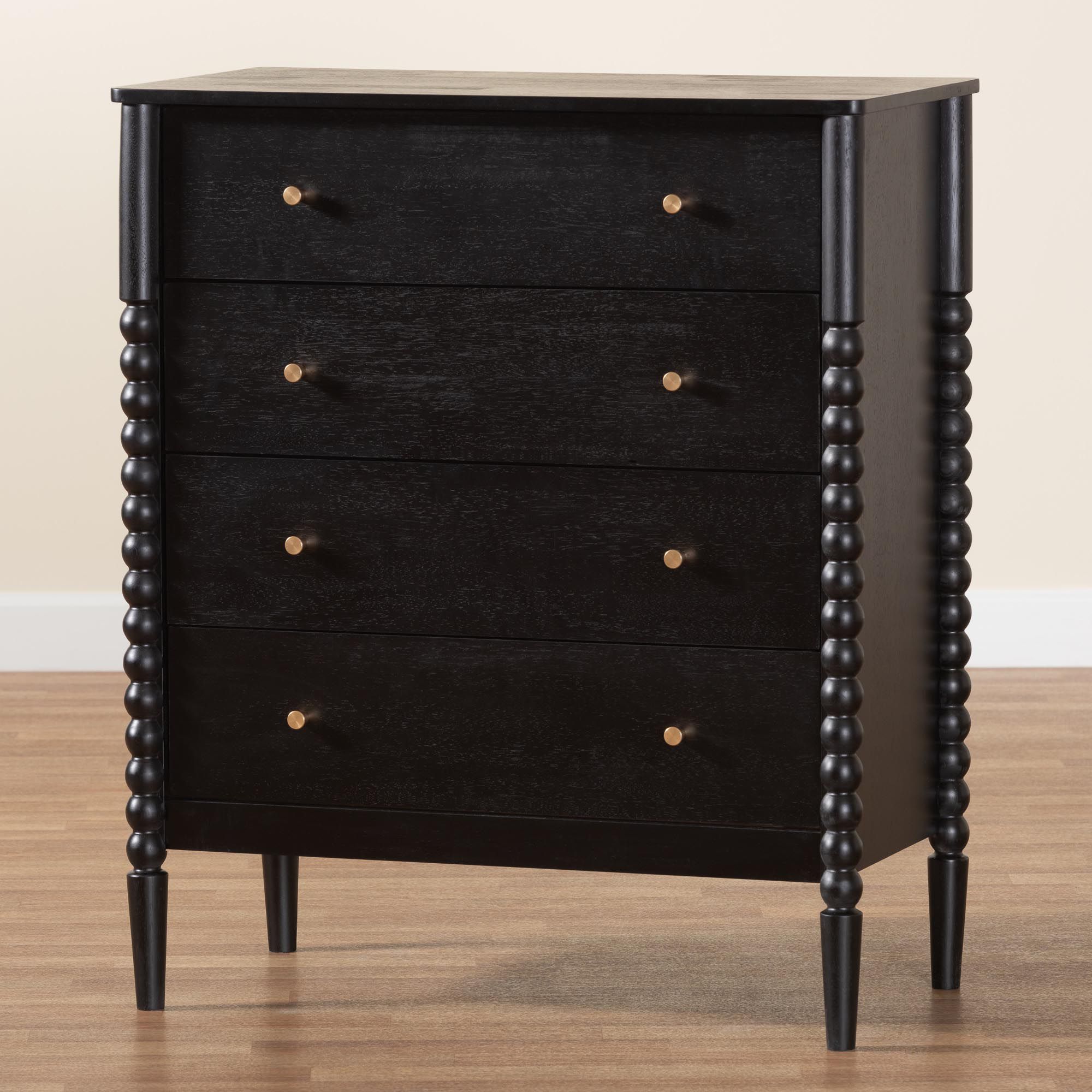 Baxton Studio Lucera 32 3/4"W Black 4-Drawer Accent Chest