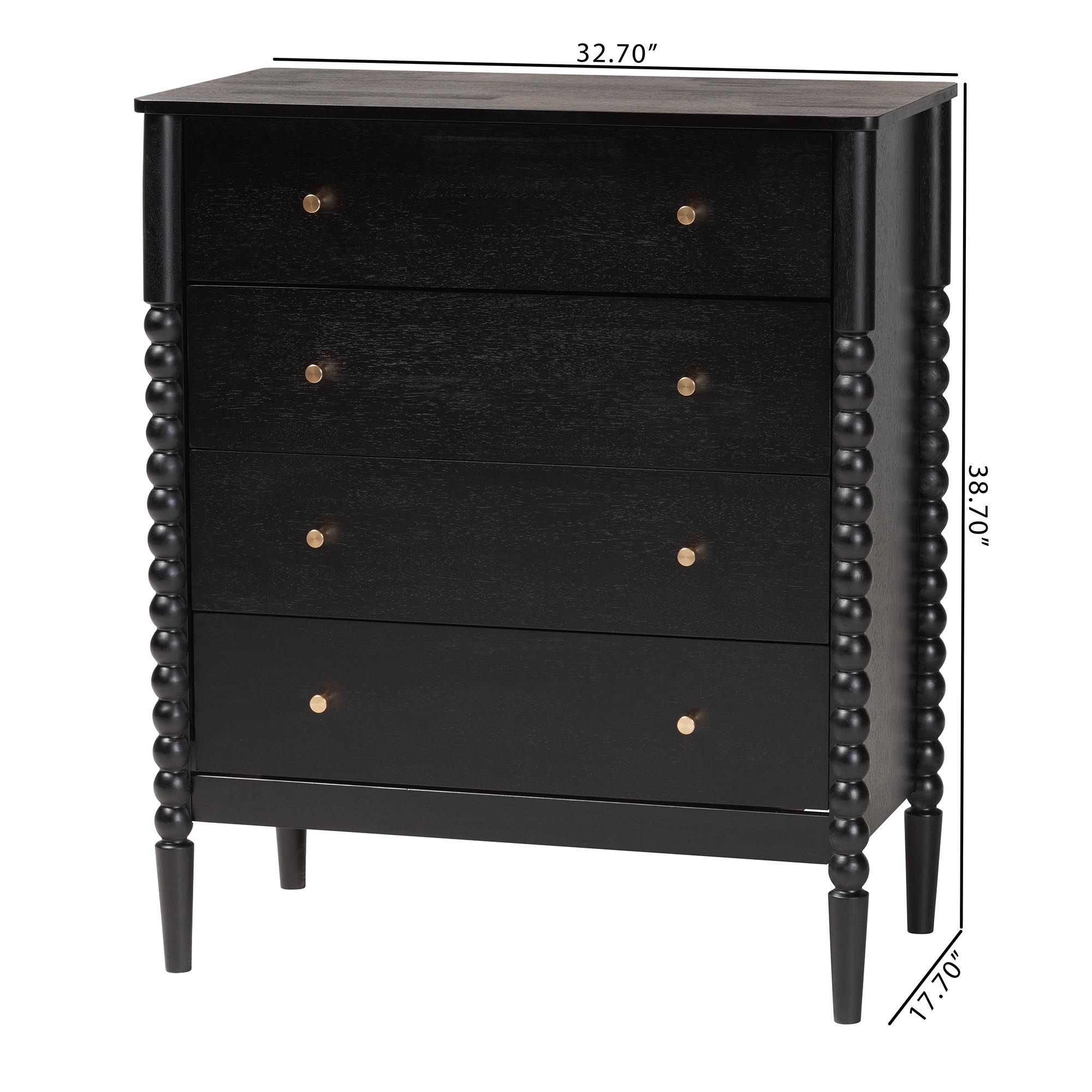 Baxton Studio Lucera 32 3/4"W Black 4-Drawer Accent Chest
