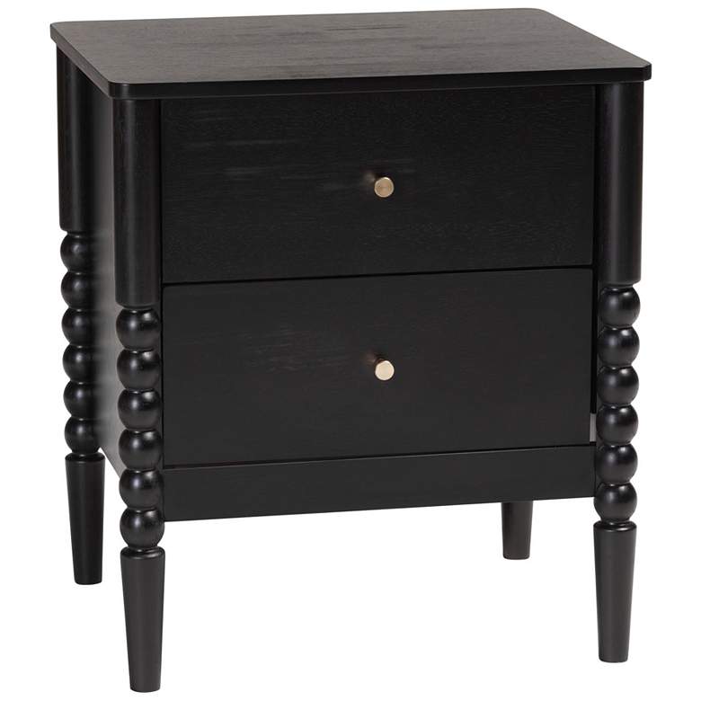 Image 1 Baxton Studio Lucera Mid-Century Black 2-Drawer Bobbin Nightstand