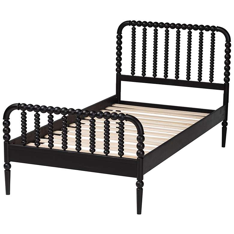 Image 5 Baxton Studio Lucera Mid-Century Black Full Size Bobbin Bed more views
