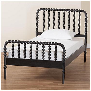 Baxton Studio Lucera Mid-Century Black Twin Size Bobbin Bed