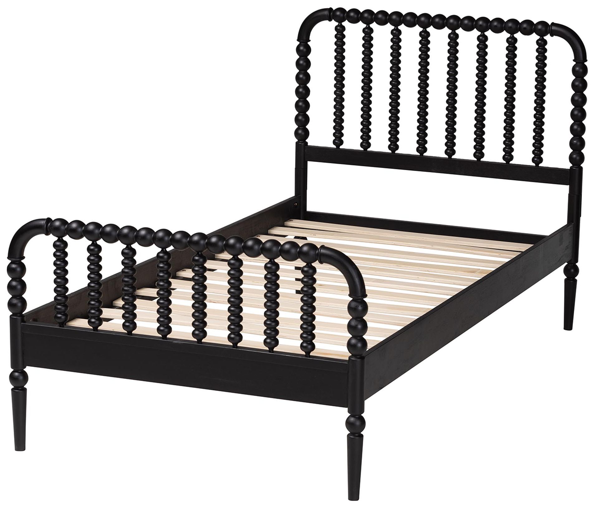 Image 4 Baxton Studio Lucera Mid-Century Black Twin Size Bobbin Bed more views