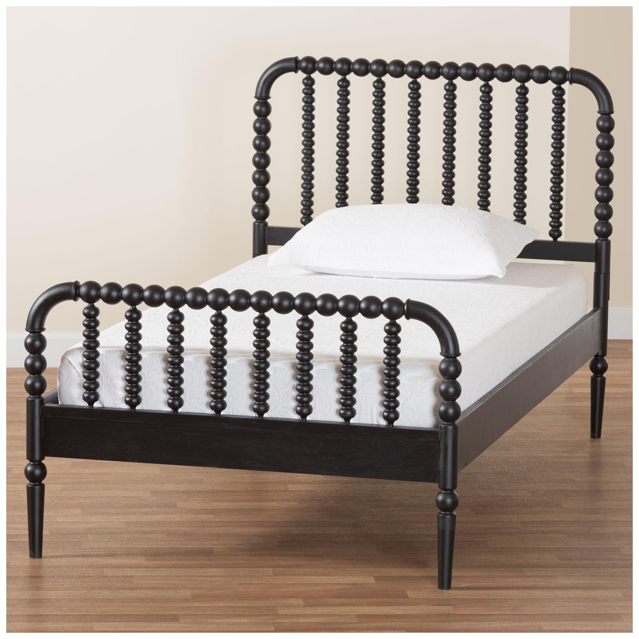 Baxton Studio Lucera Mid-Century Black Twin Size Bobbin Bed