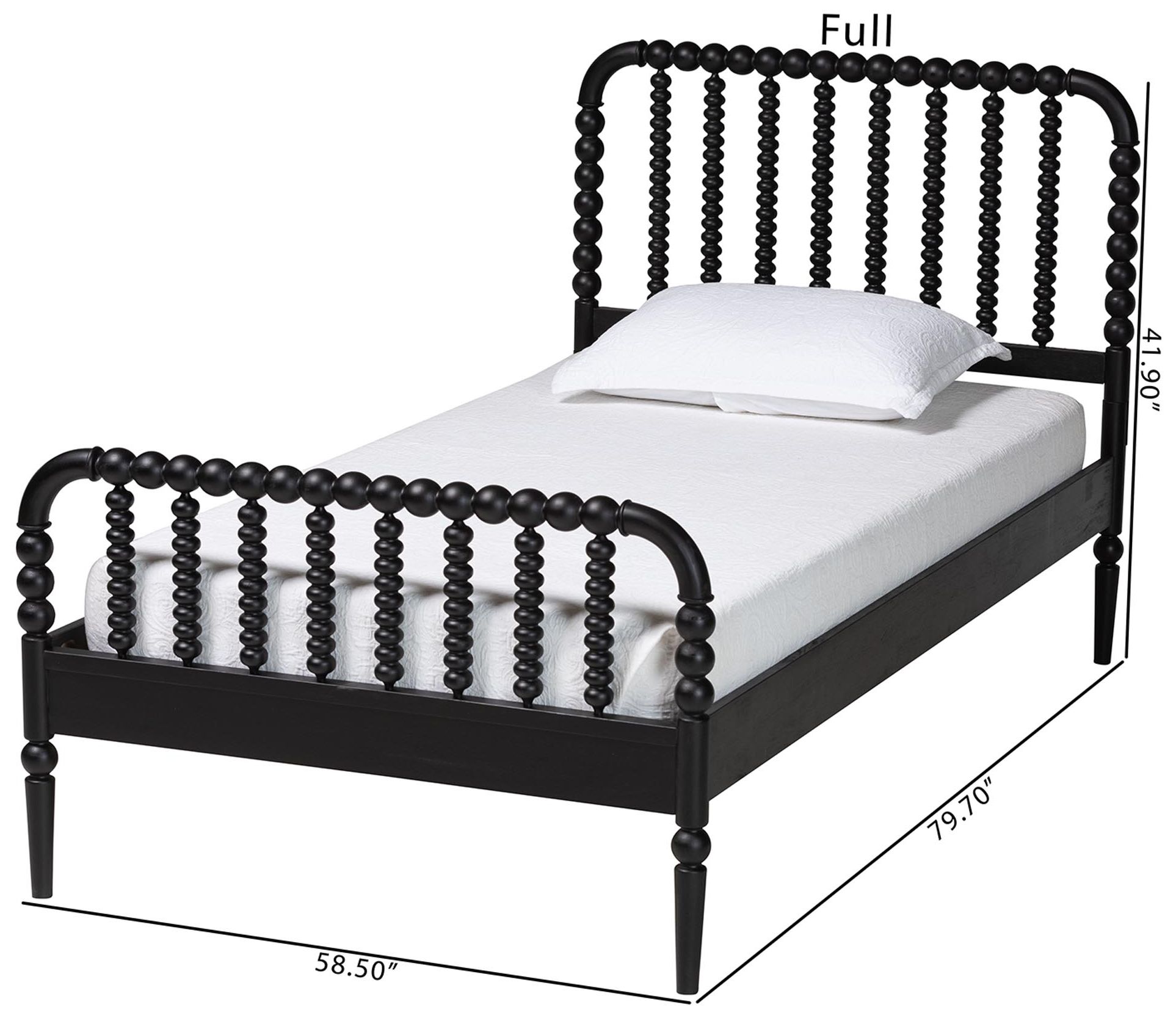 Baxton Studio Lucera Mid-Century Black Twin Size Bobbin Bed