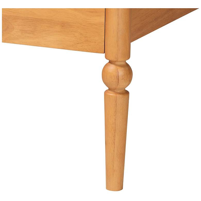 Image 7 Baxton Studio Lucera Mid-Century Oak Brown Queen Size Bobbin Bed more views