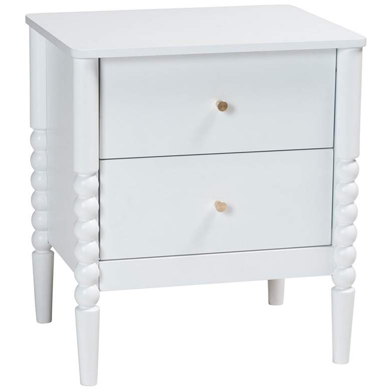 Image 1 Baxton Studio Lucera Mid-Century White 2-Drawer Bobbin Nightstand