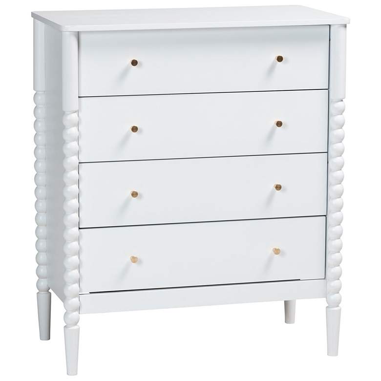 Image 1 Baxton Studio Lucera Mid-Century White Bobbin Wood 4-Drawer Chest