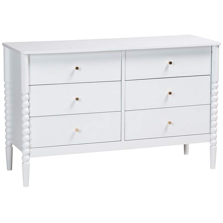 Image 1 Baxton Studio Lucera Mid-Century White Bobbin Wood 6-Drawer Dresser