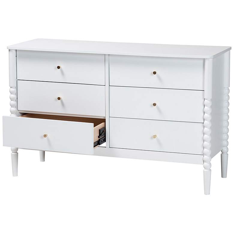 Image 3 Baxton Studio Lucera Mid-Century White Bobbin Wood 6-Drawer Dresser more views