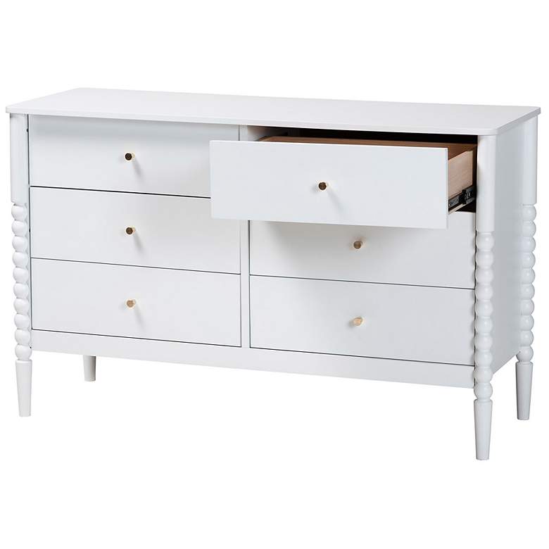 Image 4 Baxton Studio Lucera Mid-Century White Bobbin Wood 6-Drawer Dresser more views
