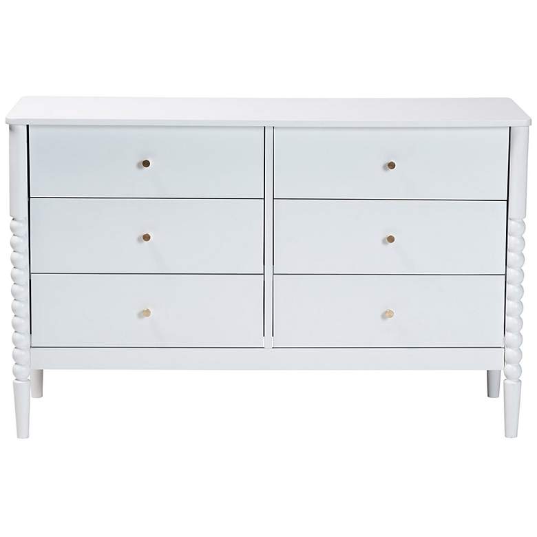 Image 5 Baxton Studio Lucera Mid-Century White Bobbin Wood 6-Drawer Dresser more views