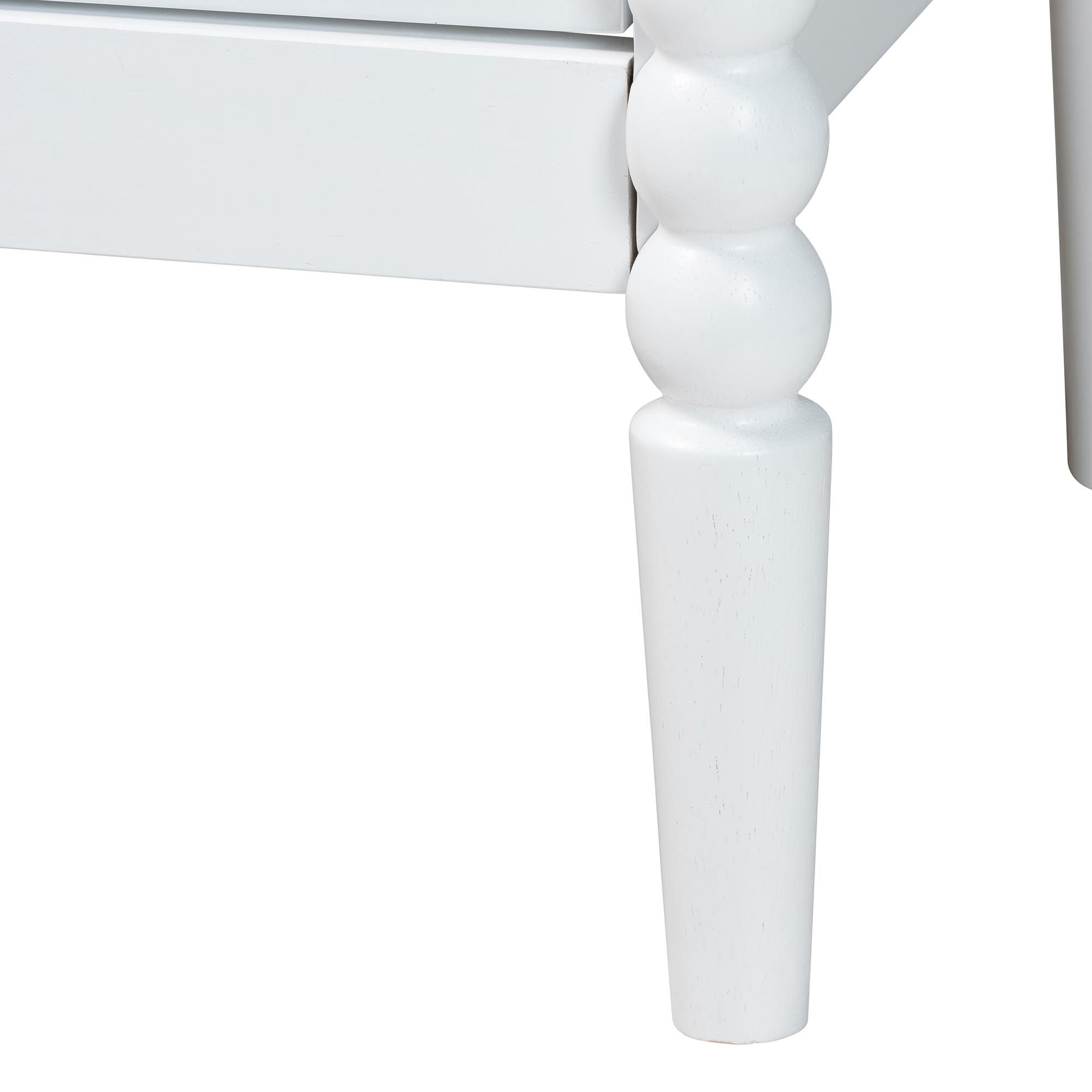 Baxton Studio Lucera Mid-Century White Bobbin Wood 6-Drawer Dresser